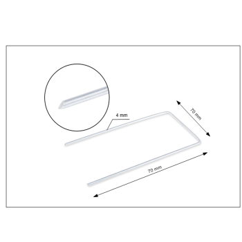 KOTWY OCYNKOWANE GRUNTOWE SZPILKI UNIWERSALNE  4 mm do agrotkaniny, agrowłókniny, 100 sztuk.  Rozmiar 70x150x150 mm.